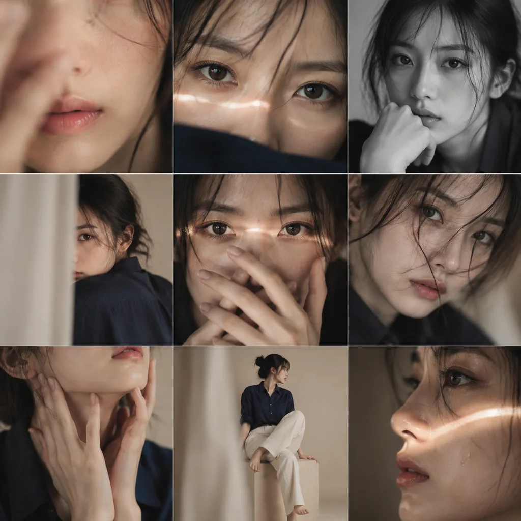 Minimalist Studio 3x3 Editorial Portrait Grid