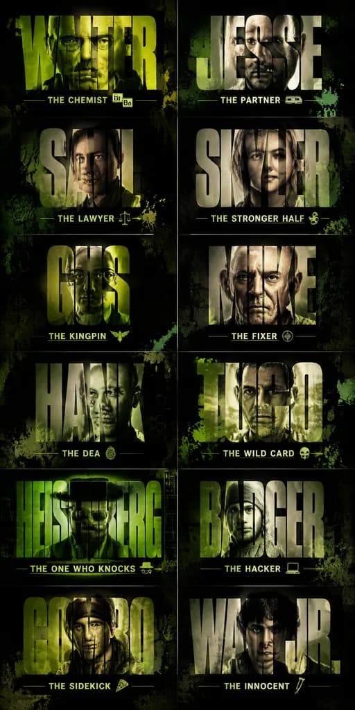 Breaking Bad Typography Character Grid Poster