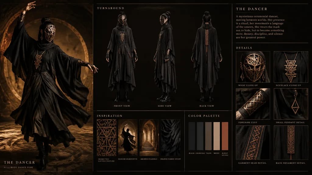 Masked Ritual Dancer Concept Board