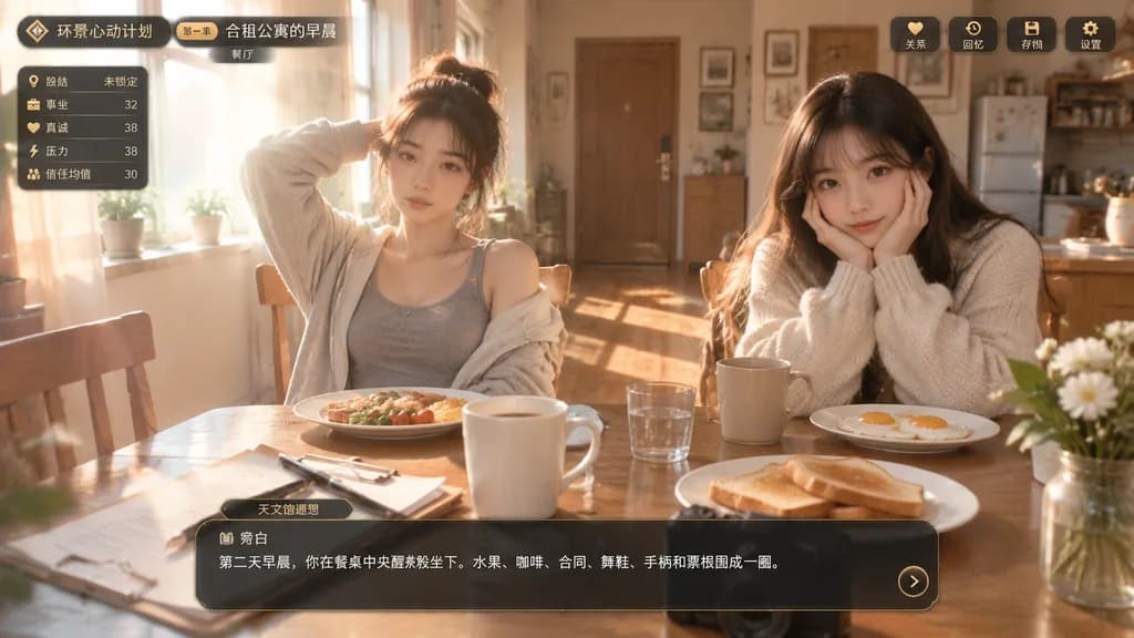Apartment Breakfast Narrative Game UI