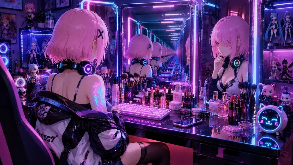 Cyberpunk Anime Vanity Infinity Mirror