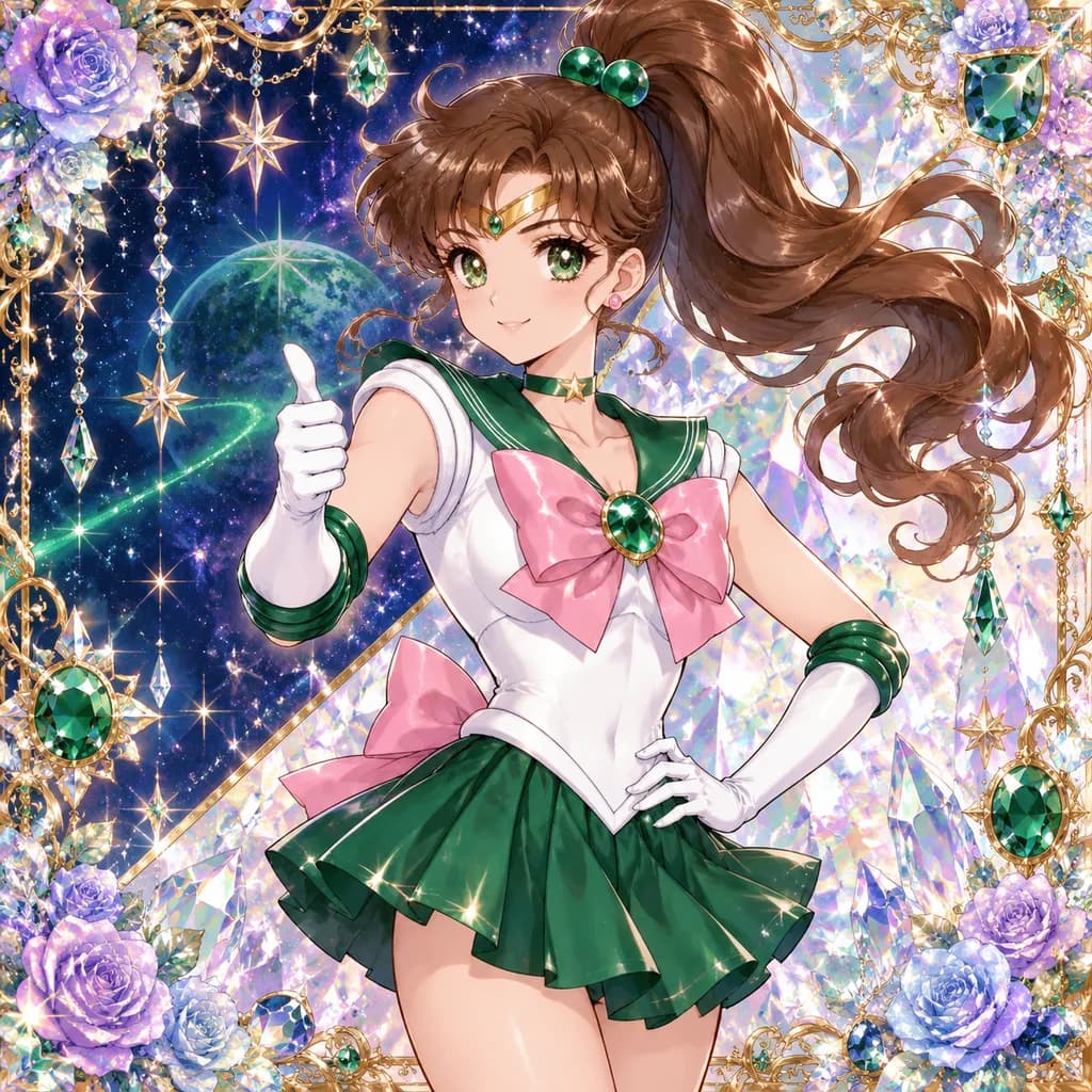 Ornate Emerald Sailor Guardian Portrait