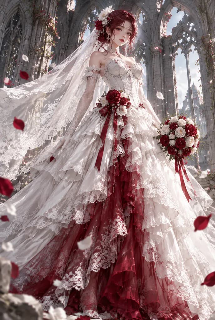 Gothic Bridal Gown in Ruined Cathedral
