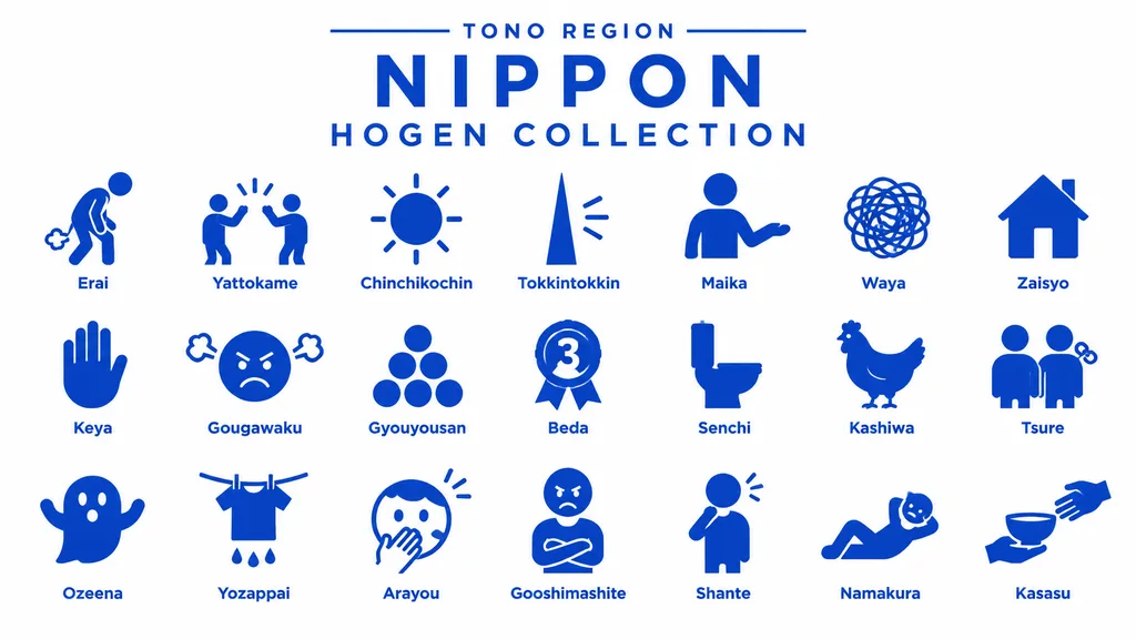Minimalist Japanese Dialect Pictogram Poster