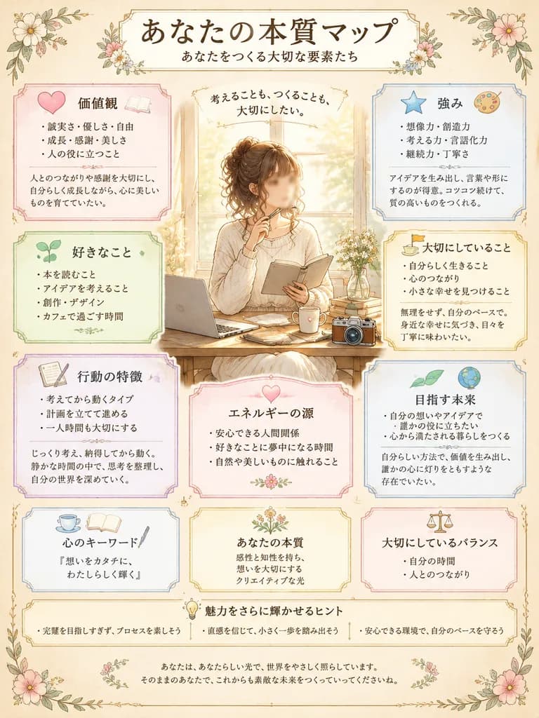 水彩風アニメ調 本質マップポスター