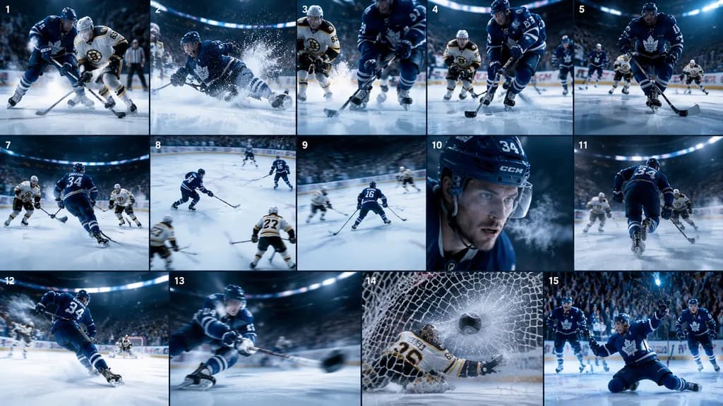 Cinematic Ice Hockey Storyboard Grid