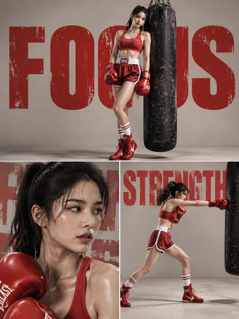 3-teiliges Fitness-Box-Kampagnenplakat