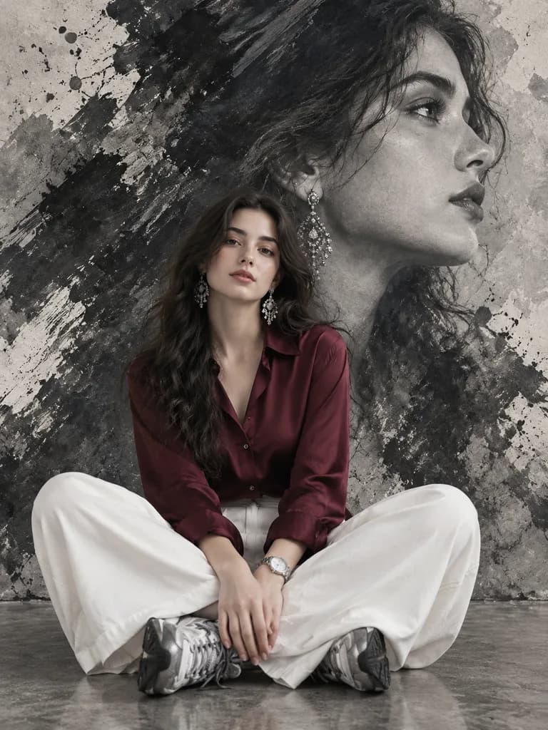 Double Exposure Editorial Fashion Portrait