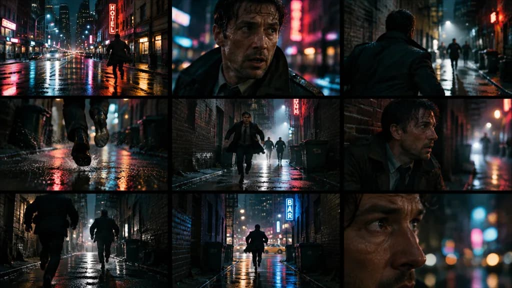 Cinematic 3x3 Action Storyboard Grid