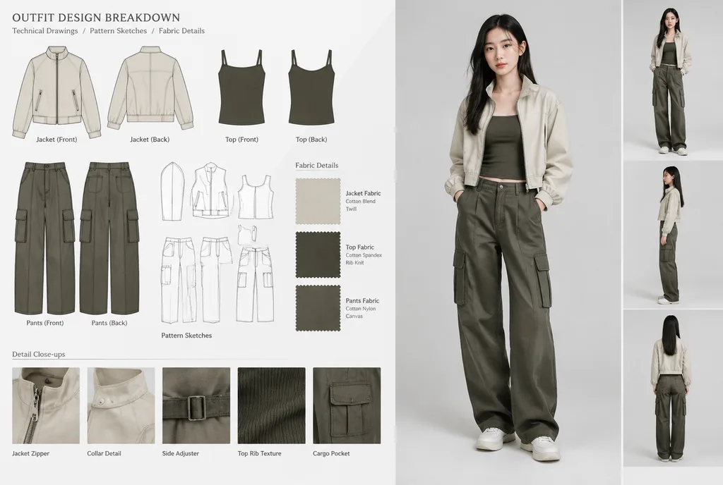 角色服装设计拆解展示图