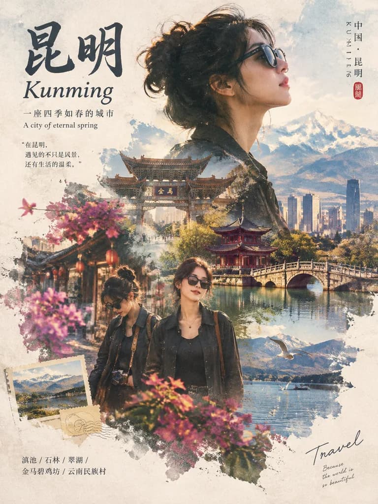 Double Exposure Narrative Travel Poster