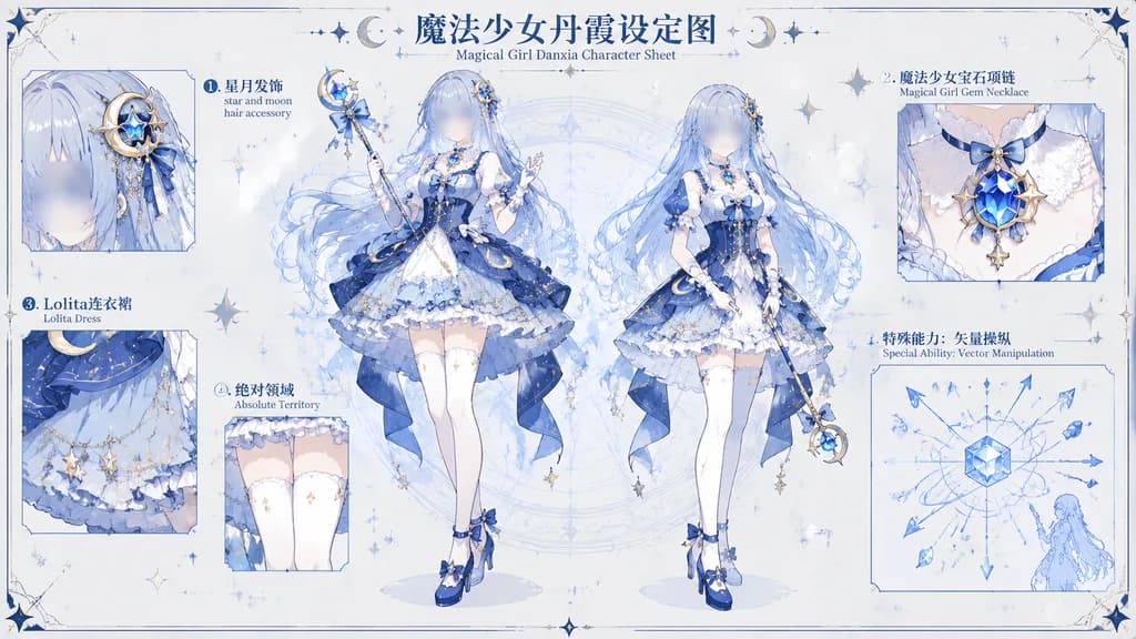 星月魔法少女角色設定模型圖