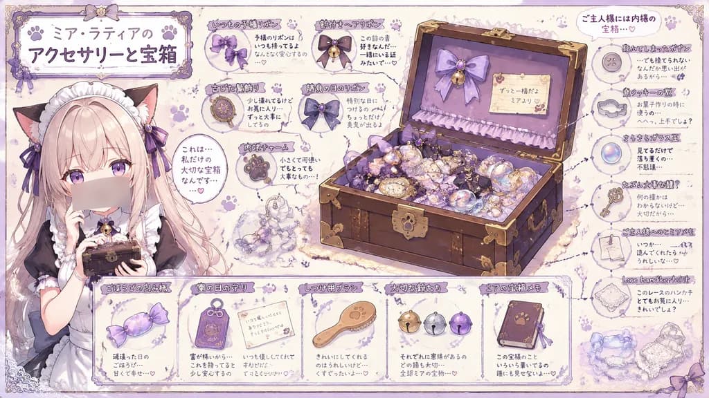 猫耳メイドの宝箱とアクセサリー設定資料集
