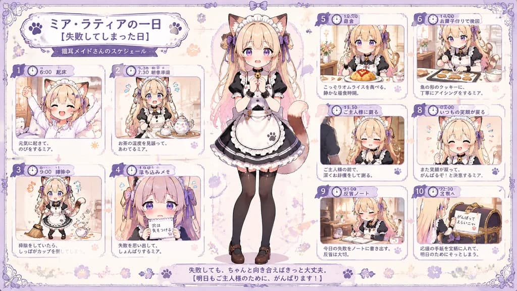 貓耳女僕一日作息資訊圖海報