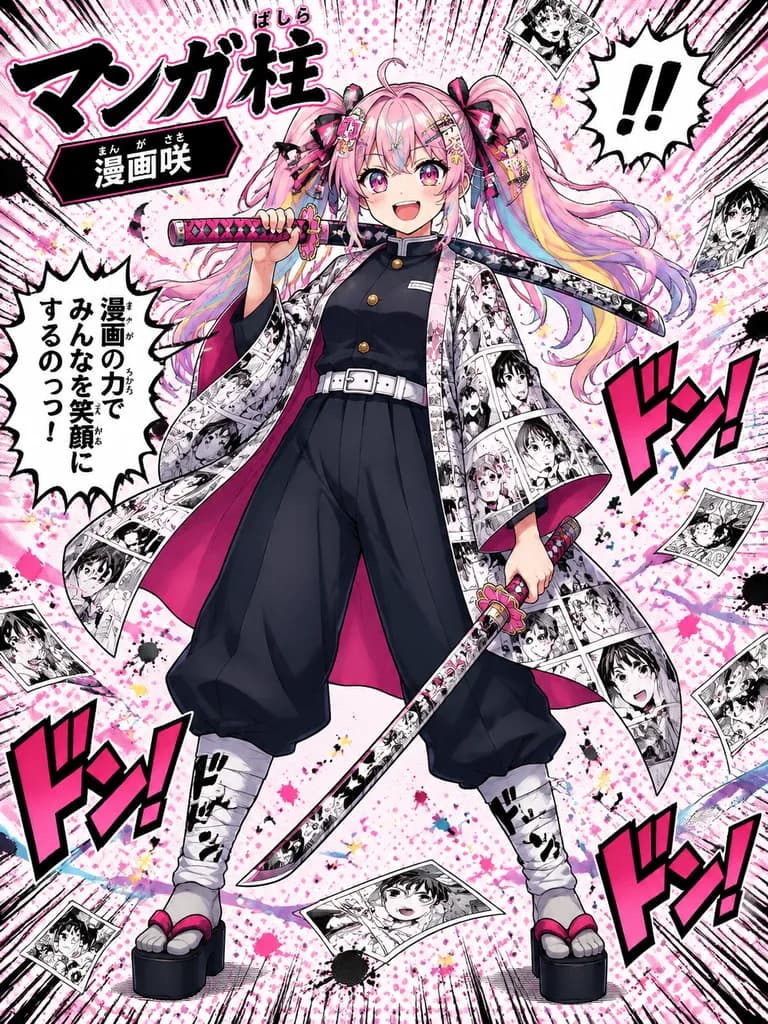漫畫柱動漫少女劍士海報