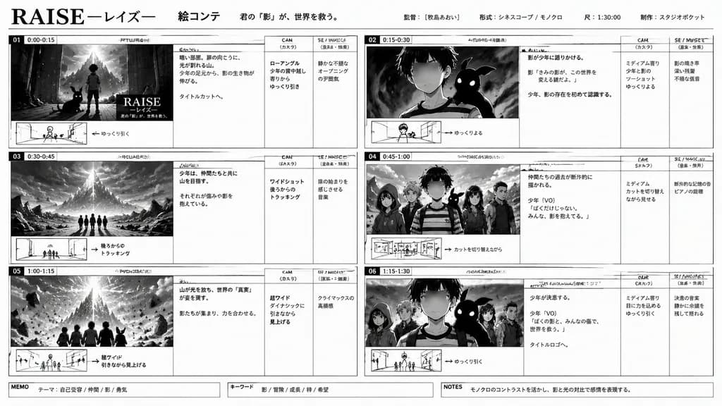 黑白日系電影動畫分鏡表