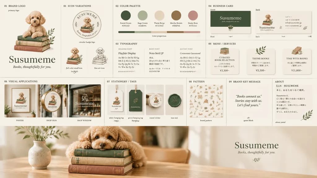 Toy Poodle Bookstore Brand Identity Board