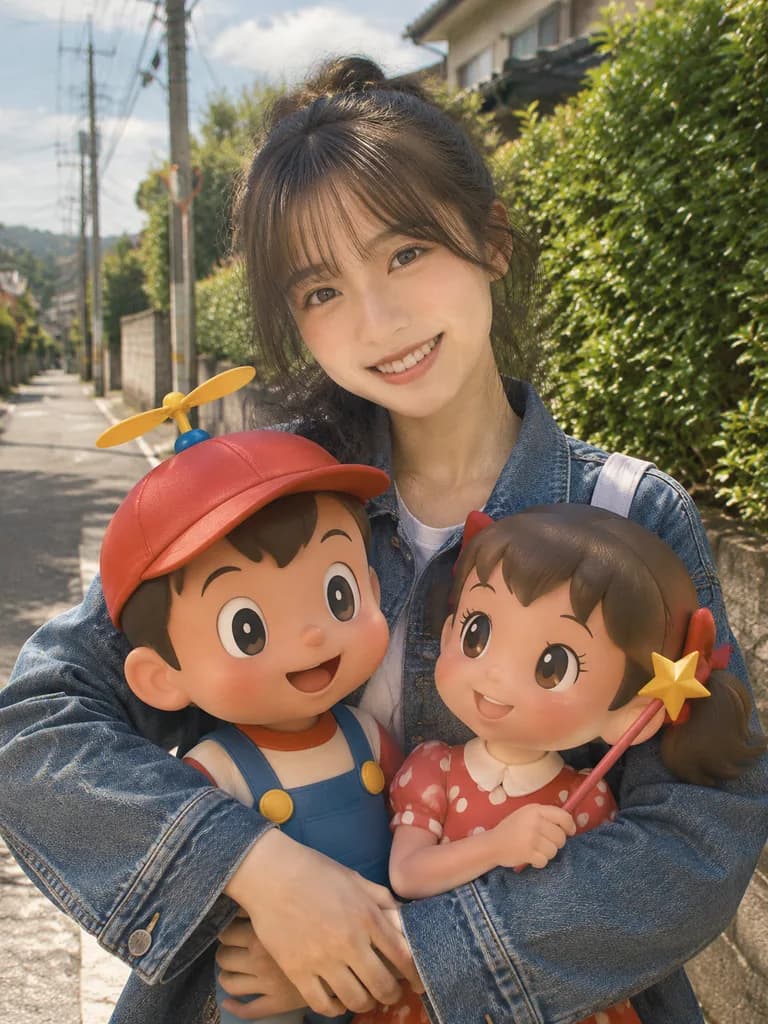 Woman with Vintage Anime Figurines