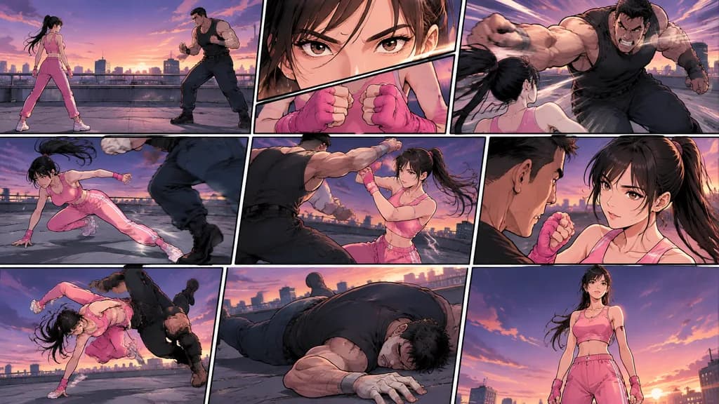 Storyboard de Luta em Estilo Manhwa