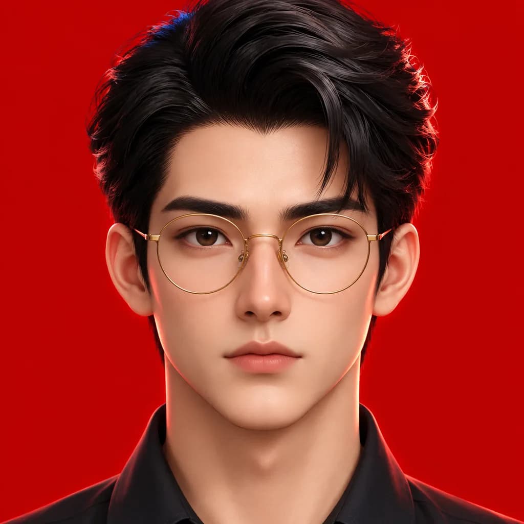 红色背景风格化3D男性头像