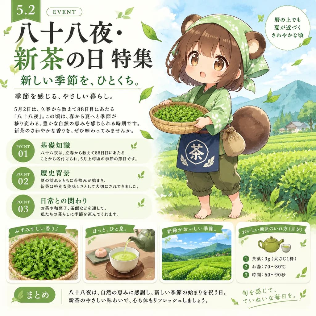 Hachijuhachiya Japanese Green Tea Day Infographic