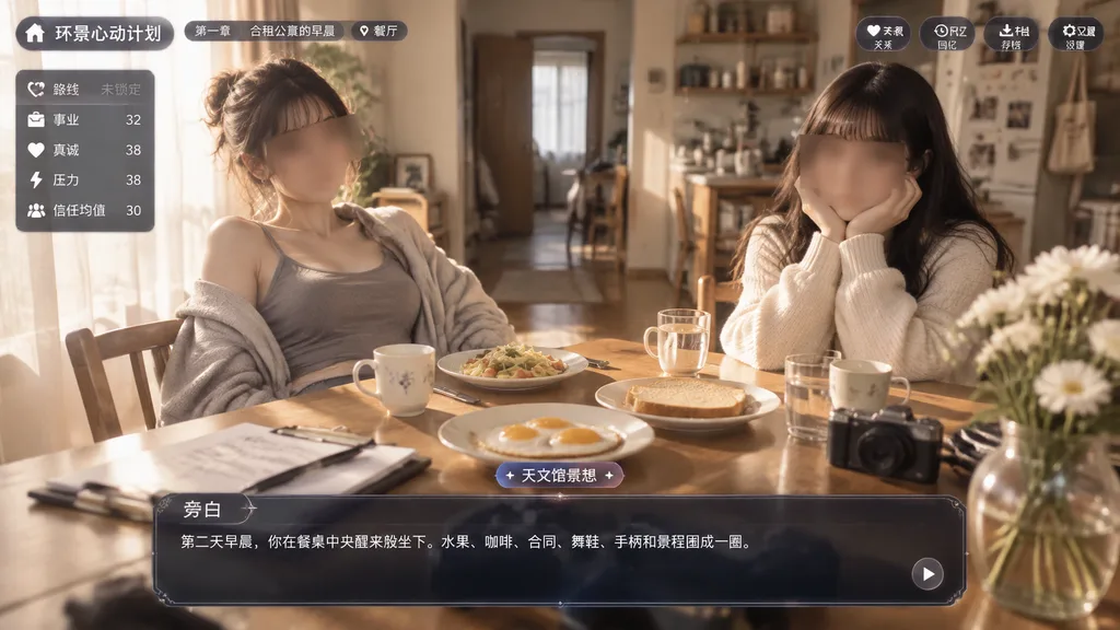 비주얼 노벨 아파트 아침 식사 UI