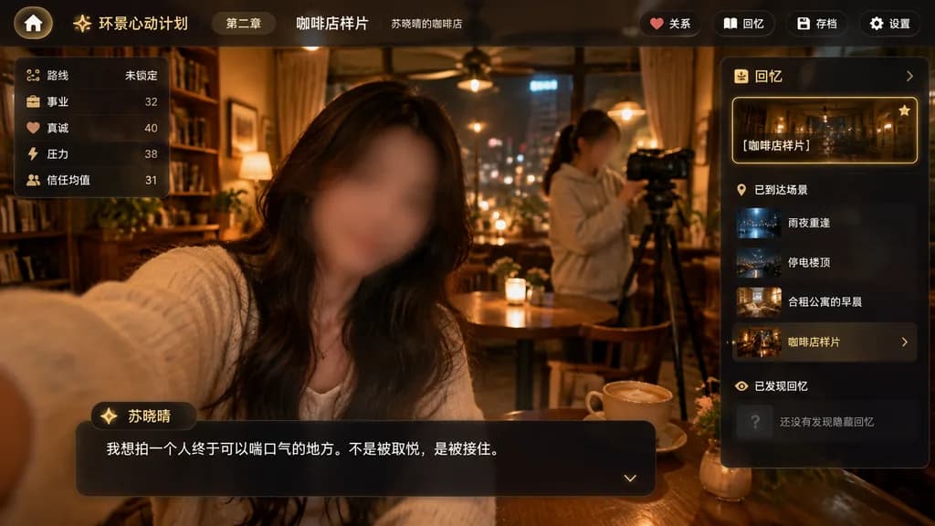 Narrative Café Game UI Mockup