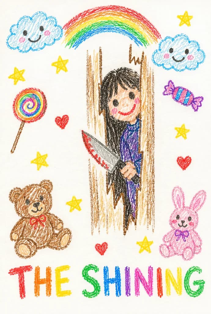 Horror Movie Poster Crayon Drawing