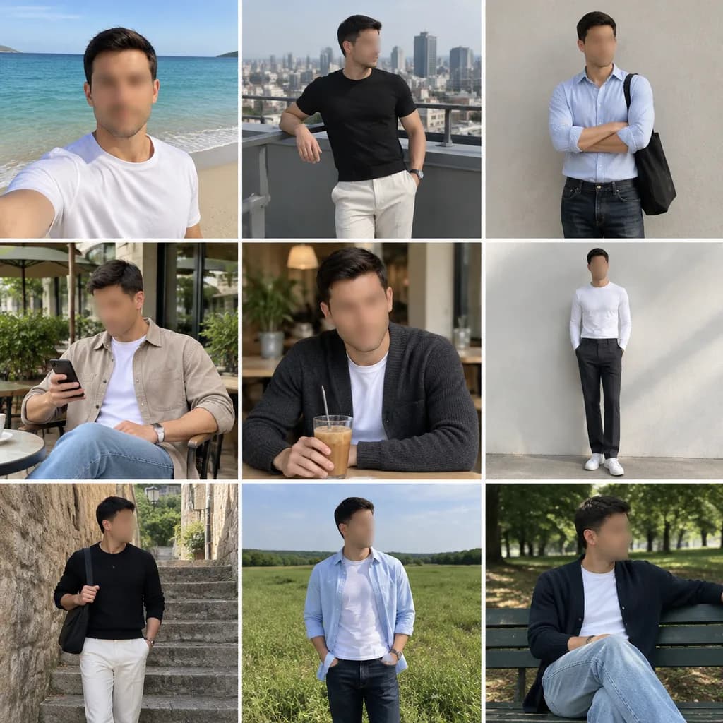 9-Fotos-Lookbook-Raster für Männermode