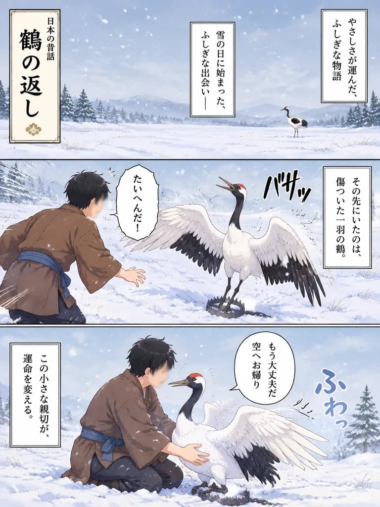 日本民間故事仙鶴漫畫單頁