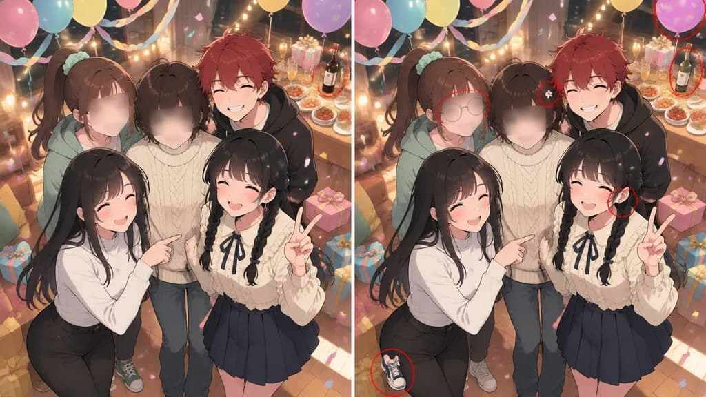Anime Party Spot the Difference Puzzle