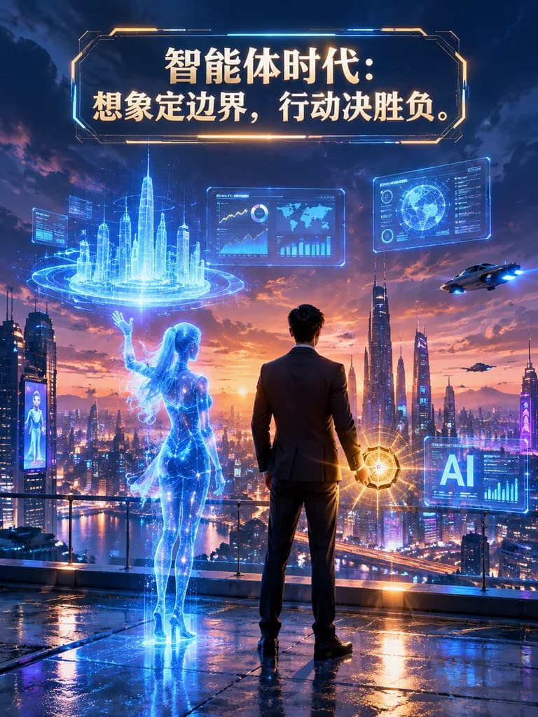 Футуристический корпоративный ИИ-постер