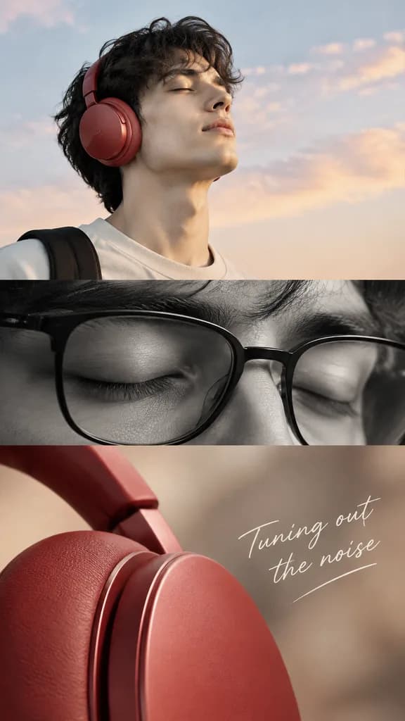 Split-Frame Minimalist Headphone Lifestyle Ad