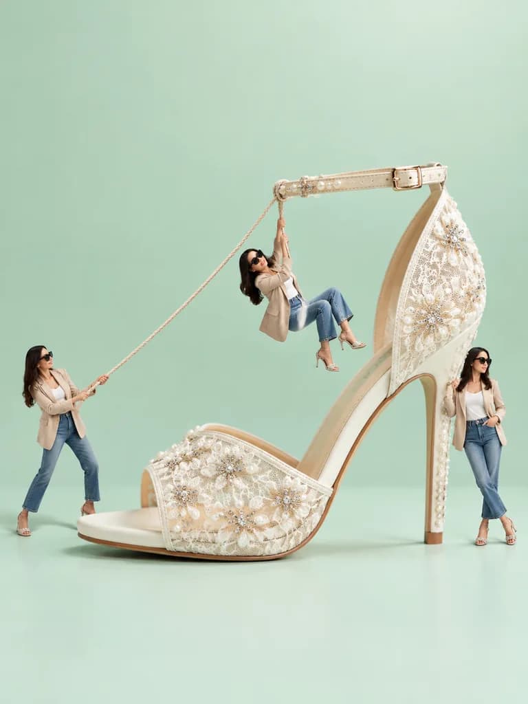 Miniature Women on Giant Bridal Sandal