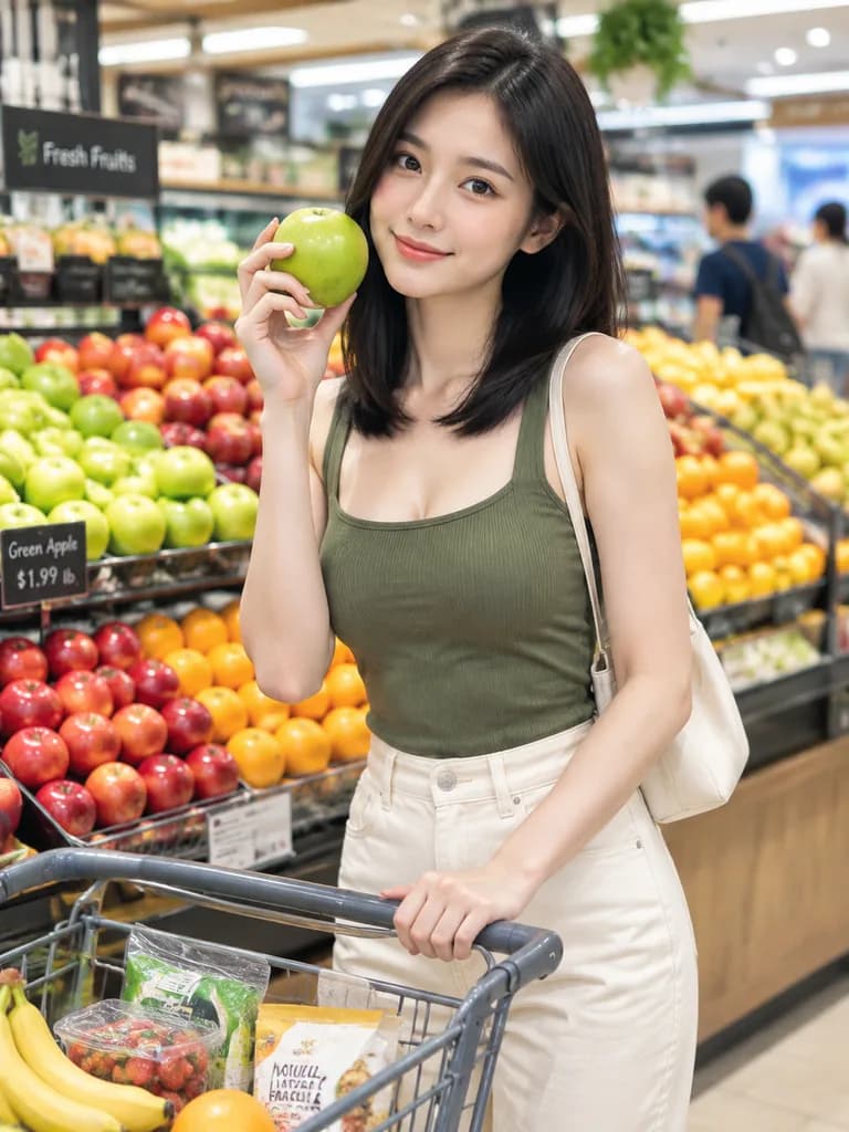 Supermarket Produce Section Lifestyle Portrait