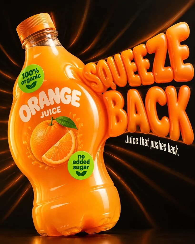 Inflatable Juice Bottle Surreal Poster