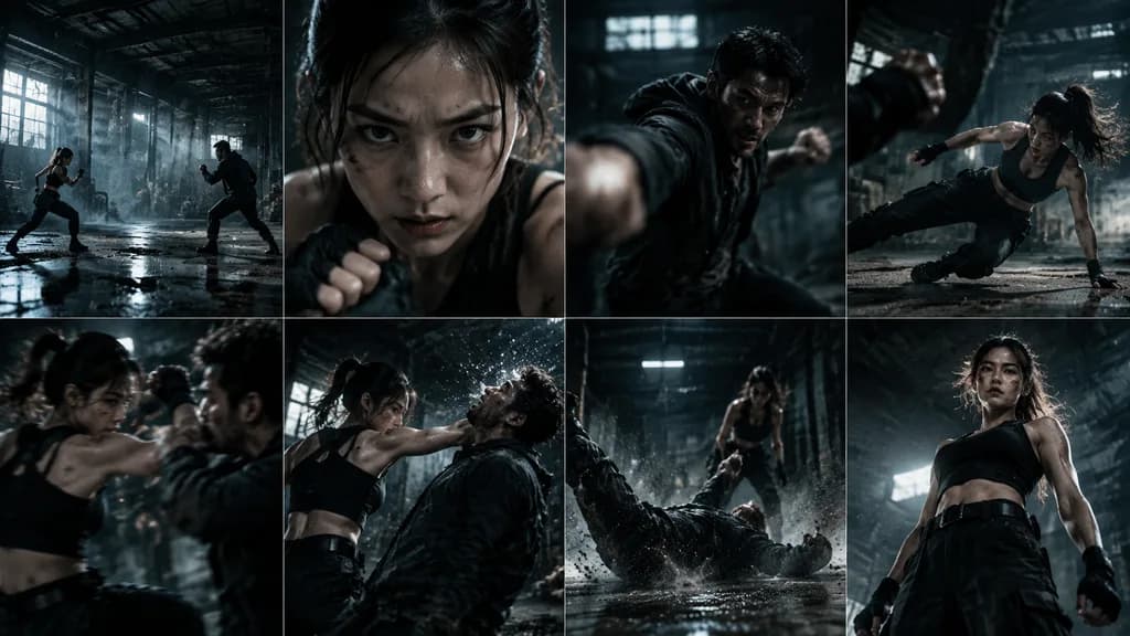 映画風8コマアクション戦闘絵コンテ