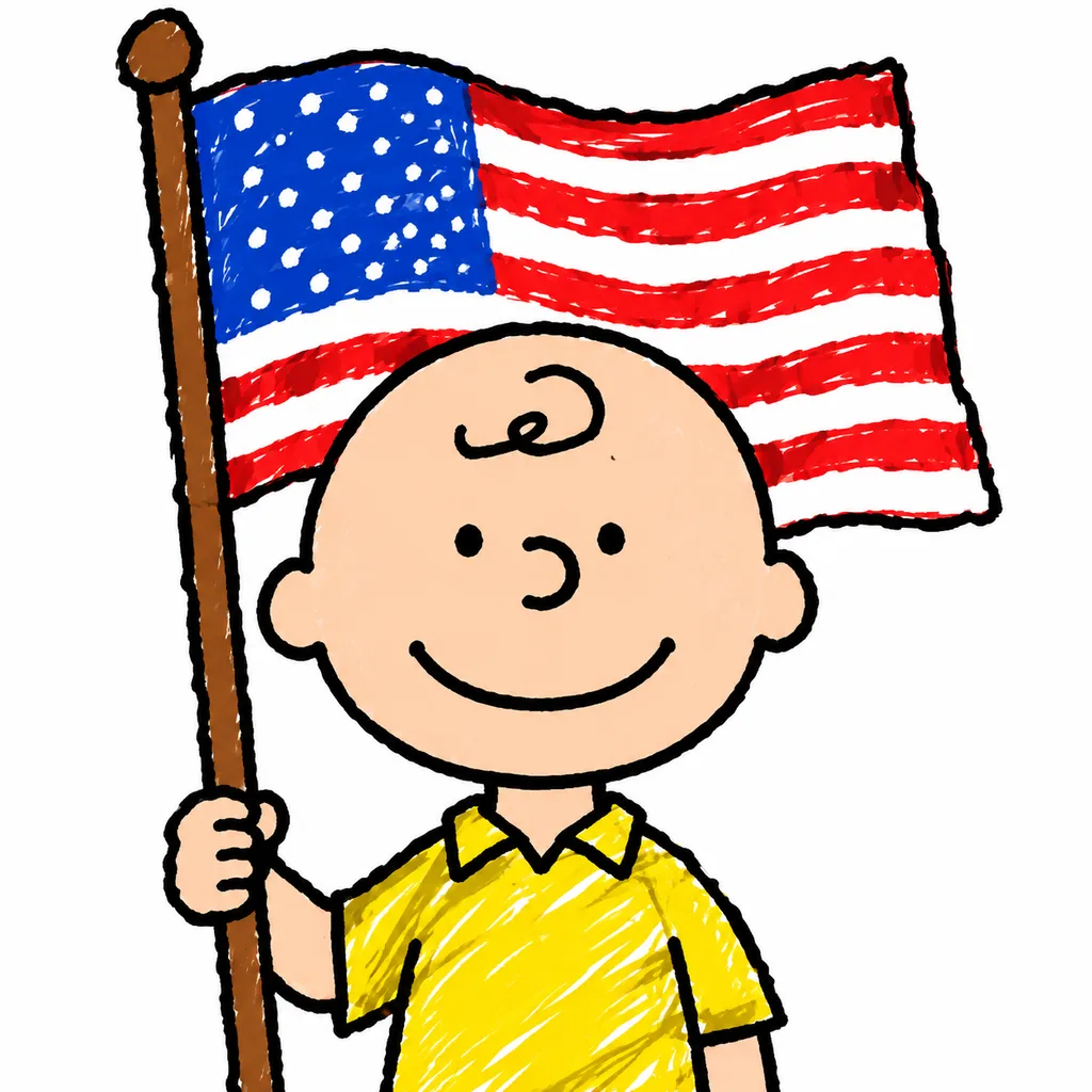Crude MS Paint Character with Flag