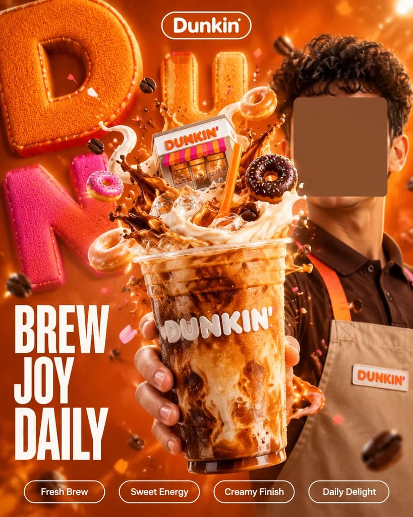 Dunkin風アイスコーヒー商業ポスター