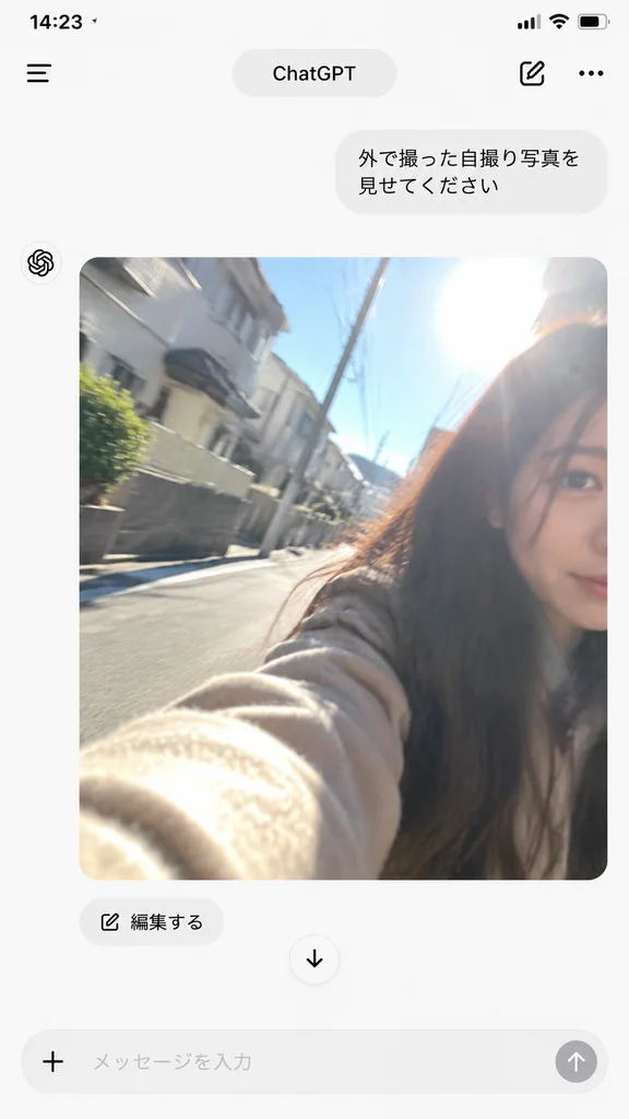 Accidental Candid Selfie in ChatGPT Interface