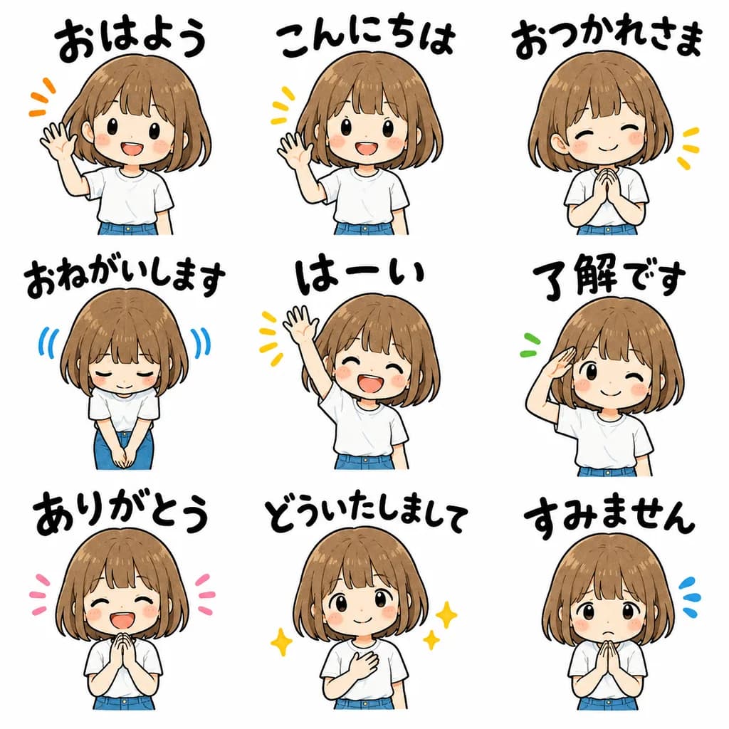 Japanese Anime Girl Greeting Sticker Sheet