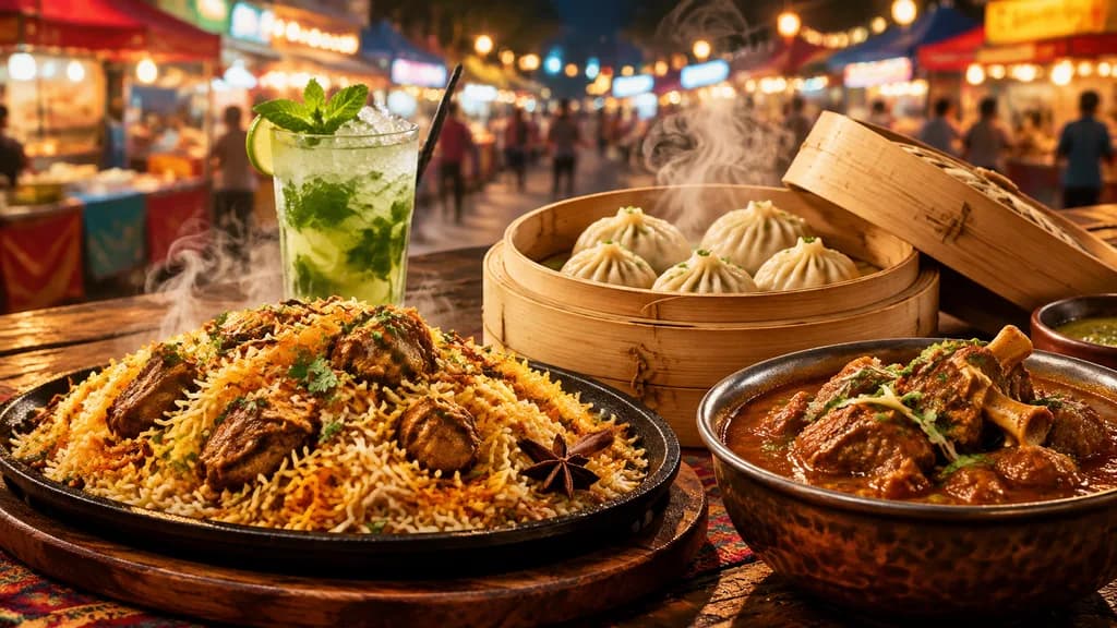 Vibrant Night Market Fusion Food