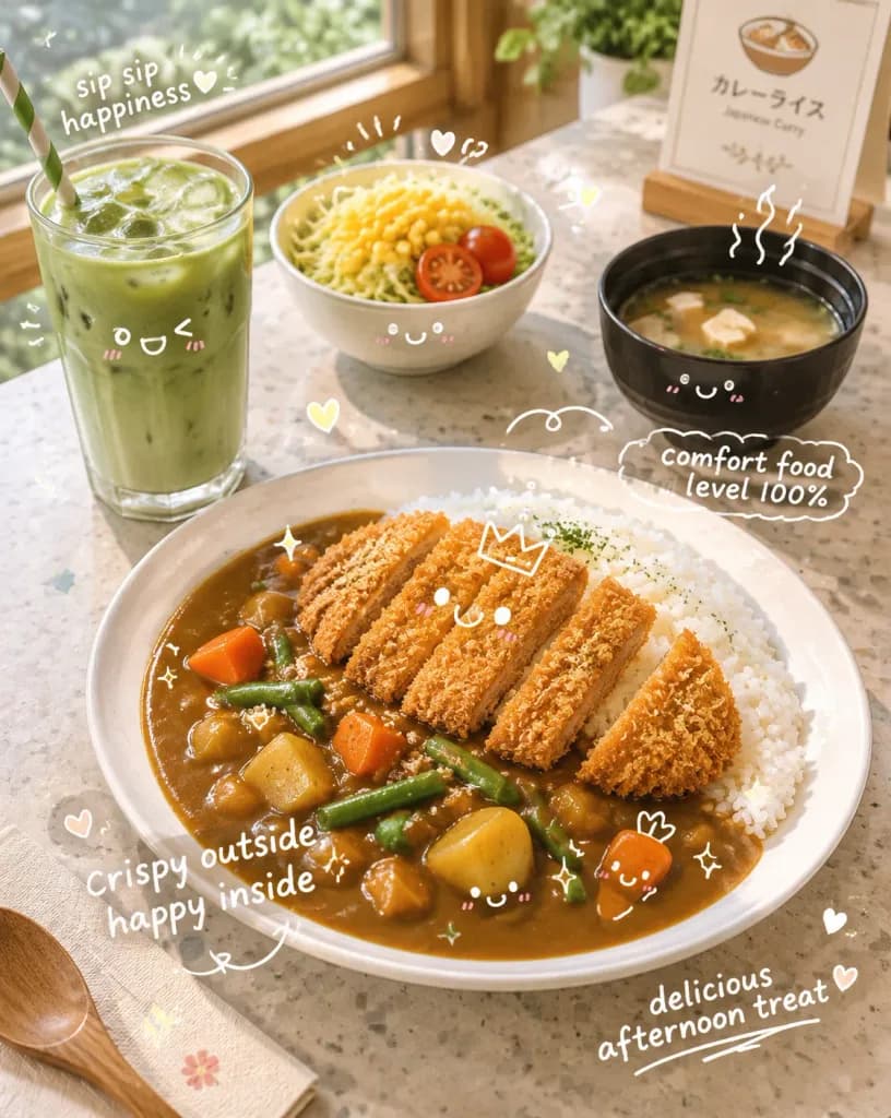 Kawaii Japanese Katsu Curry Cafe Flatlay
