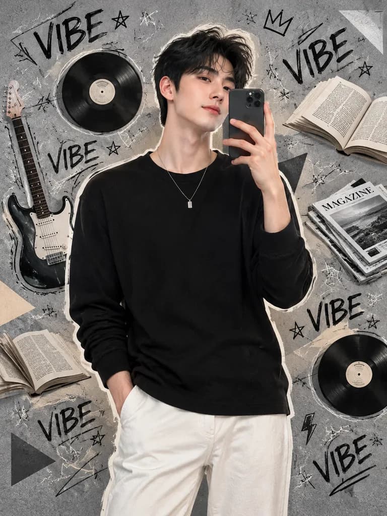 Mixed Media Mirror Selfie Collage