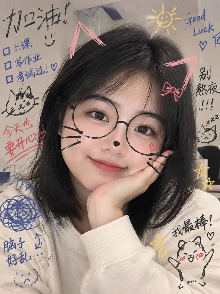 写真に描くかわいい学生の落書き