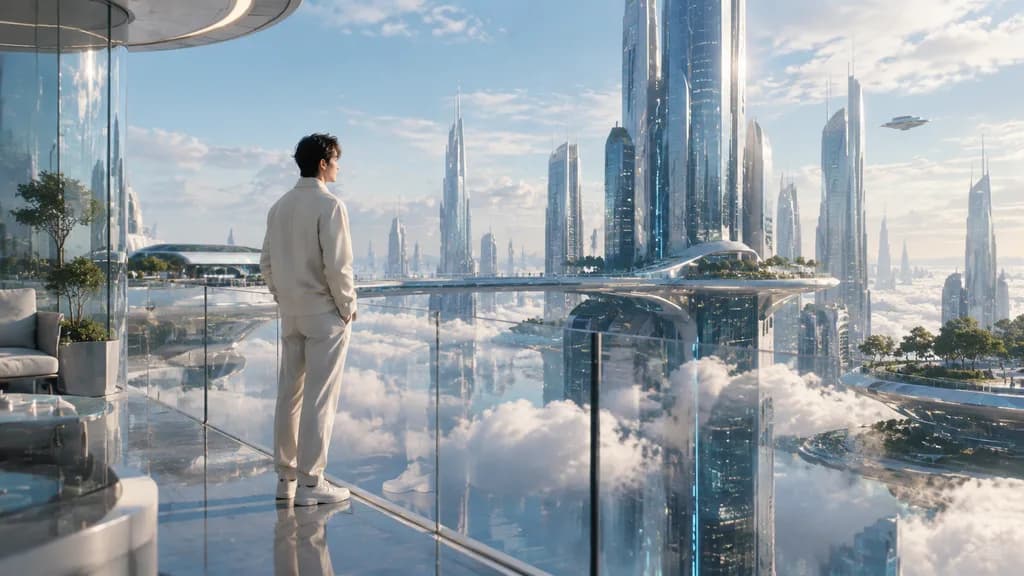 Futuristic Floating Glass Metropolis