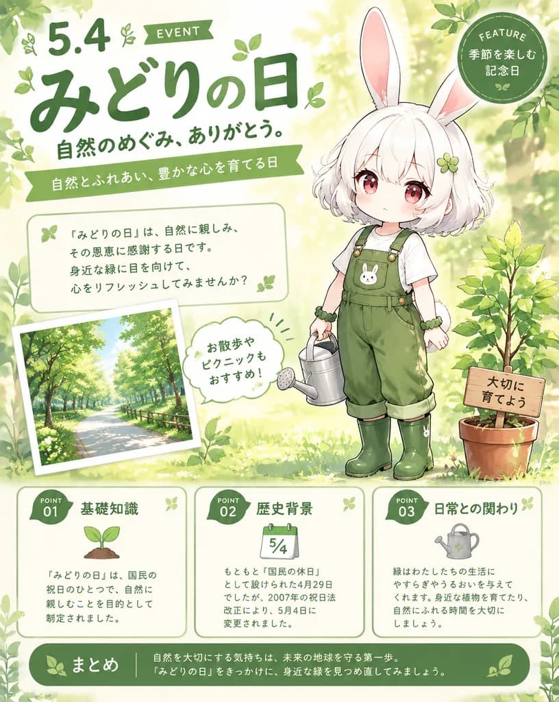 Japanese Greenery Day Chibi Mascot Poster