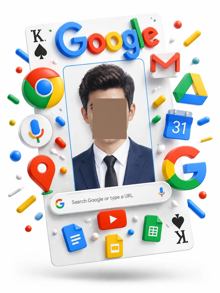 超現實Google撲克牌肖像海報