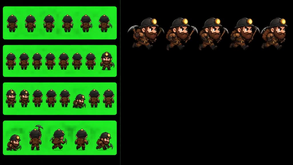 Chibi Miner Game Sprite Sheet