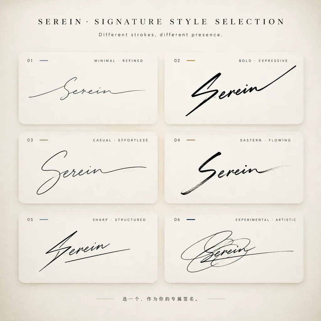 Minimal Signature Style Selection Sheet